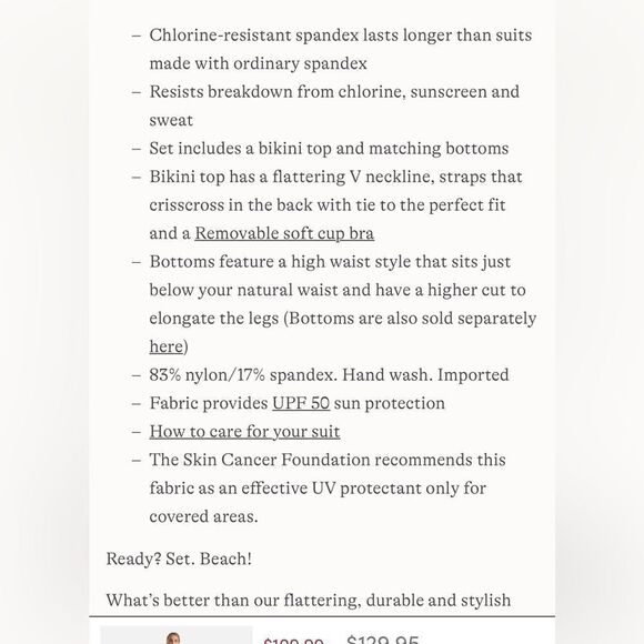 Land's End two piece V Neck bikini top high leg high waisted bottoms blk Large - Picture 4 of 4